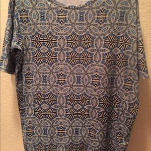 LuLaRoe XXS Tunic Blue/green/yellow print